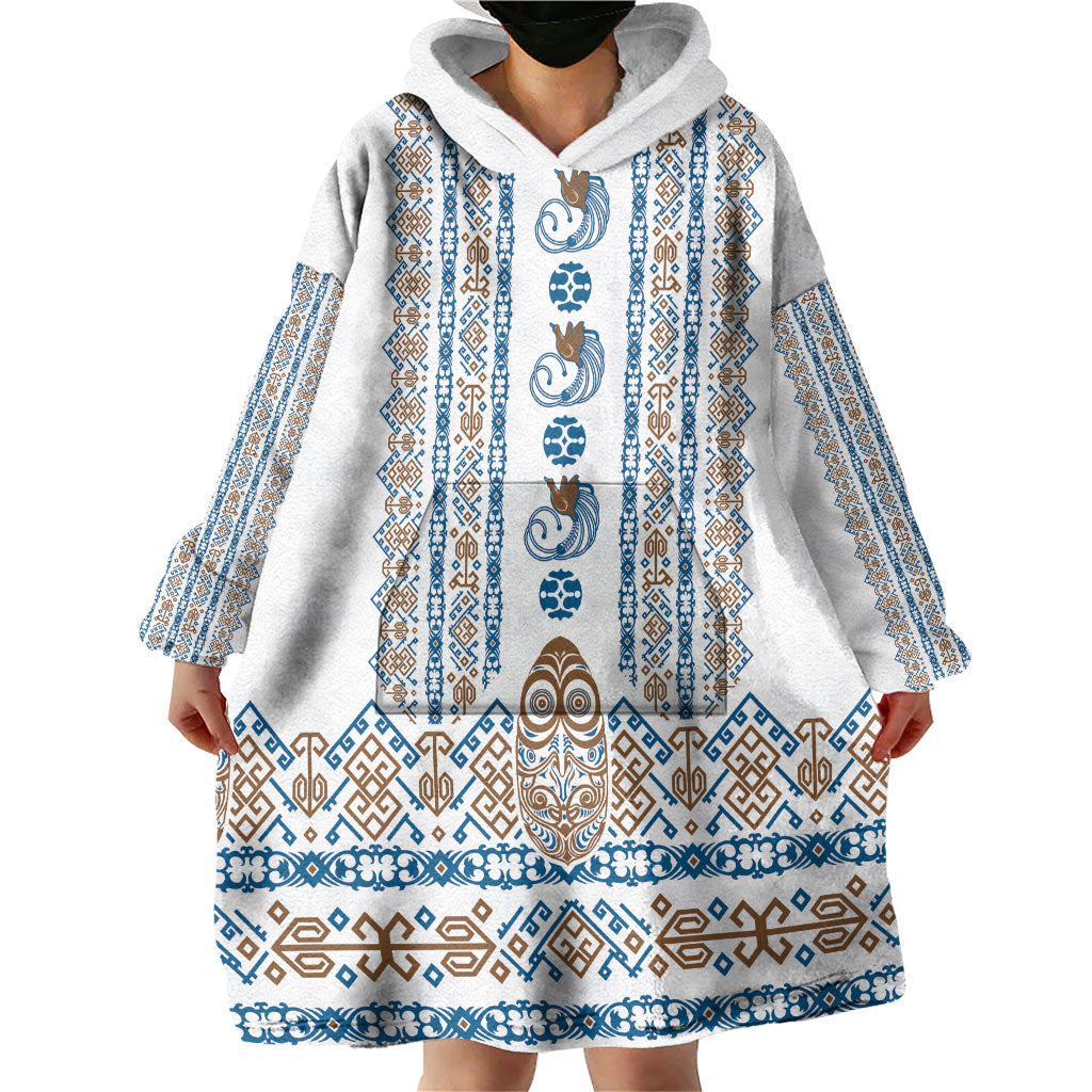 Personalised Papua New Guinea Bird Ethnic Wearable Blanket Hoodie Papuan Batik Inspired Pattern