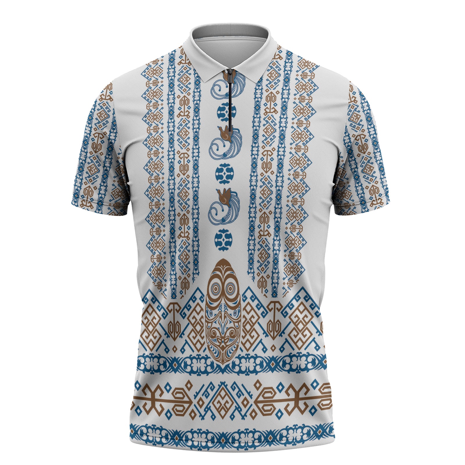 Personalised Papua New Guinea Bird Ethnic Zipper Polo Shirt Papuan Batik Inspired Pattern