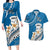 Bula Fiji Couples Matching Long Sleeve Bodycon Dress and Hawaiian Shirt Kava Bowl Tapa Tribal LT9 Blue - Polynesian Pride