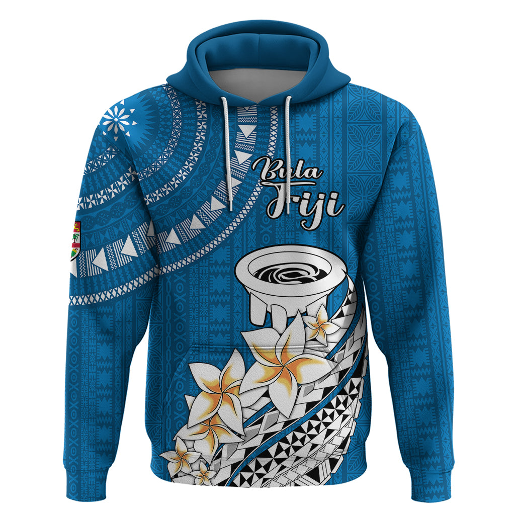 Bula Fiji Hoodie Kava Bowl Tapa Tribal LT9 Pullover Hoodie Blue - Polynesian Pride