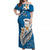 Bula Fiji Off Shoulder Maxi Dress Kava Bowl Tapa Tribal LT9 Women Blue - Polynesian Pride