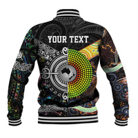 Personalised New Zealand and Australia Baseball Jacket Maori Mix Aboriginal Art Style LT9 - Polynesian Pride