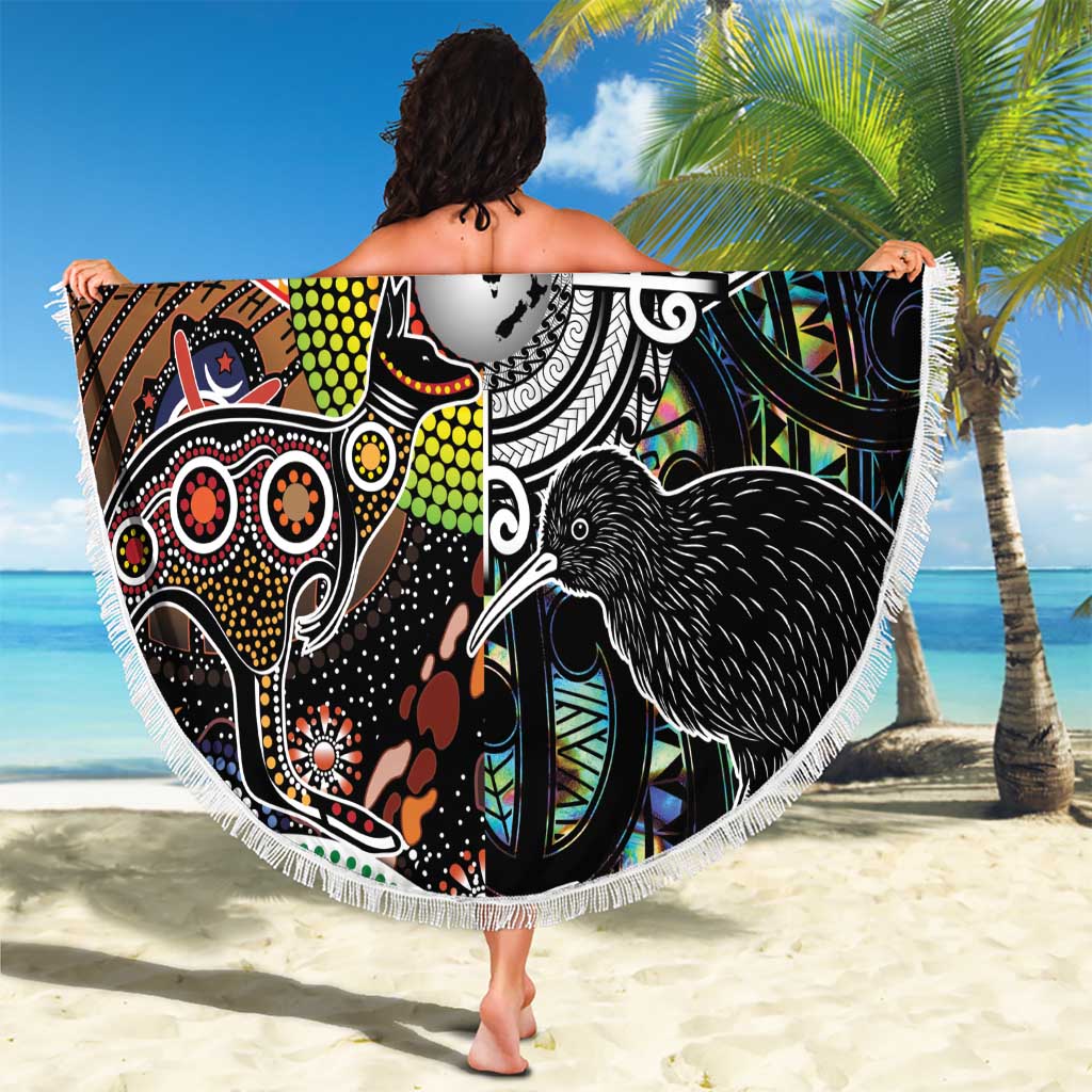 Personalised New Zealand and Australia Beach Blanket Maori Mix Aboriginal Art Style LT9 - Polynesian Pride