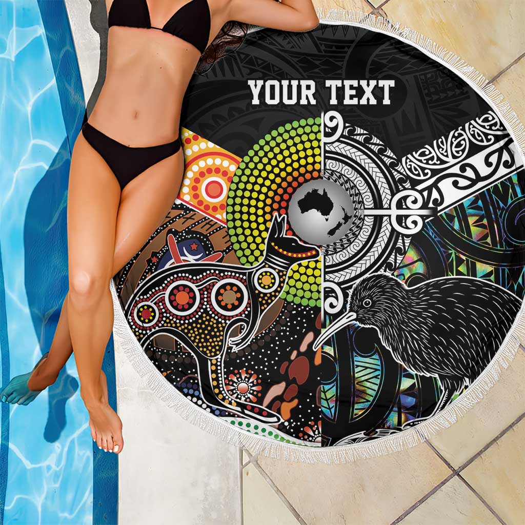 Personalised New Zealand and Australia Beach Blanket Maori Mix Aboriginal Art Style LT9 - Polynesian Pride