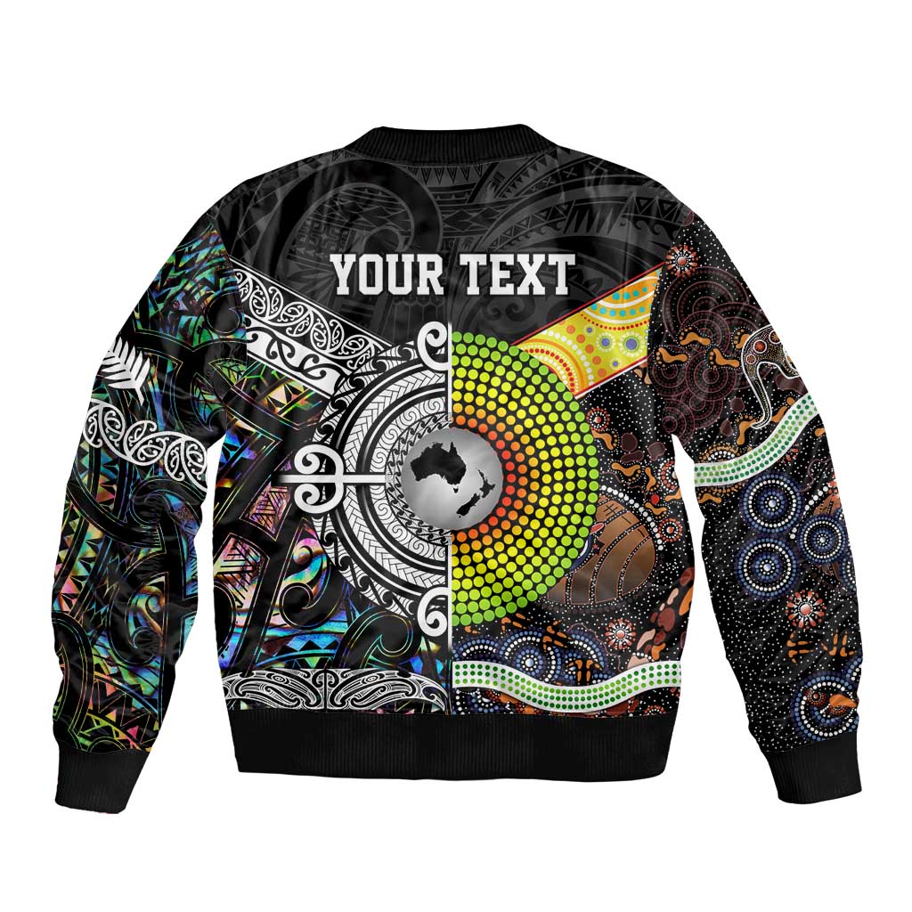 New Zealand and Australia Bomber Jacket Maori Mix Aboriginal Art Style