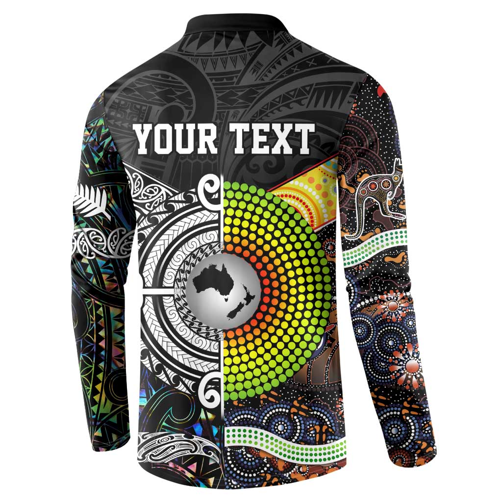 Personalised New Zealand and Australia Button Sweatshirt Maori Mix Aboriginal Art Style LT9 - Polynesian Pride