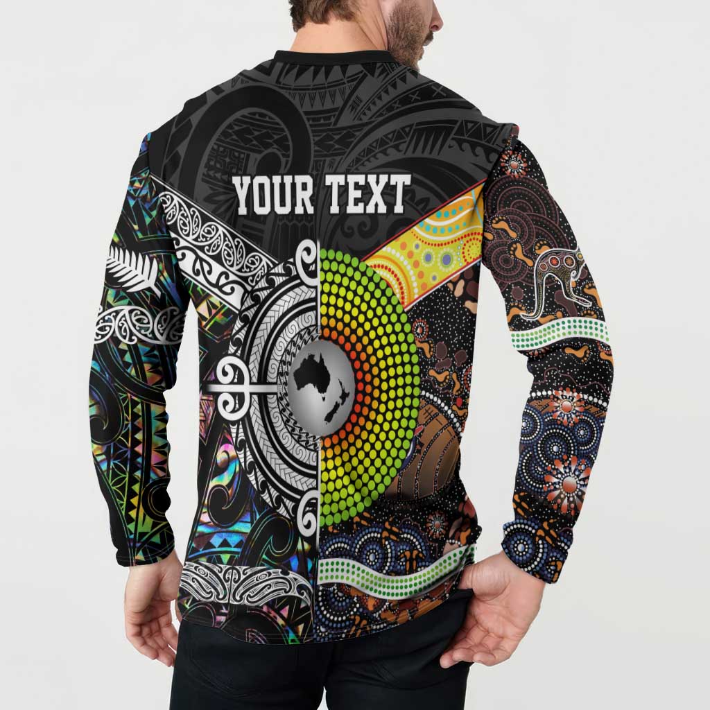 Personalised New Zealand and Australia Button Sweatshirt Maori Mix Aboriginal Art Style LT9 - Polynesian Pride