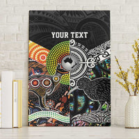Personalised New Zealand and Australia Canvas Wall Art Maori Mix Aboriginal Art Style LT9 Without Frame Black - Polynesian Pride