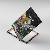 Personalised New Zealand and Australia Canvas Wall Art Maori Mix Aboriginal Art Style LT9 With Frame Black - Polynesian Pride