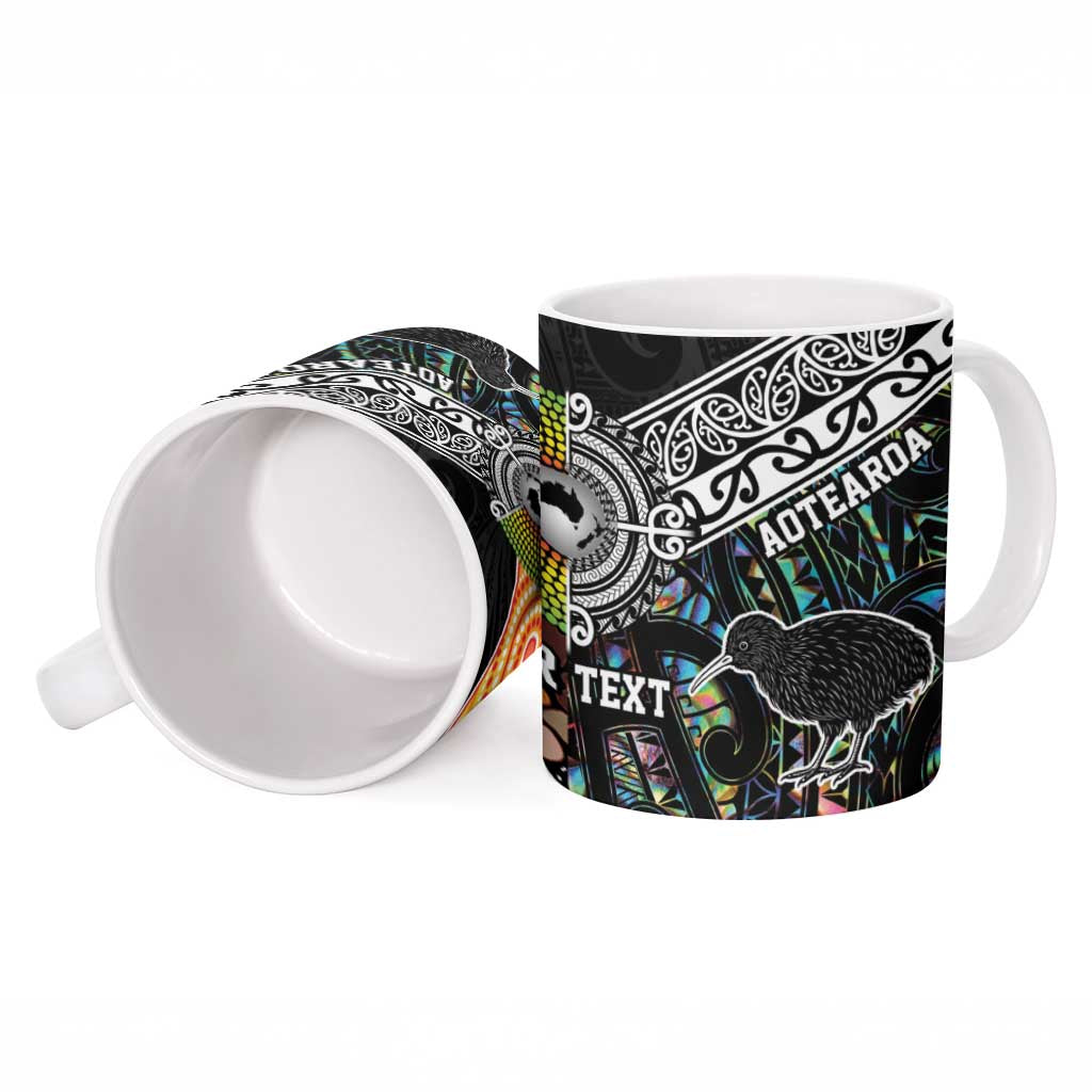 Australia New Zealand Personalised Ceramic Mug Maori Aboriginal Art Style - Polynesian Pride