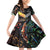 New Zealand and Australia Family Matching Off Shoulder Short Dress and Hawaiian Shirt Maori Mix Aboriginal Art Style