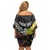 New Zealand and Australia Family Matching Off Shoulder Short Dress and Hawaiian Shirt Maori Mix Aboriginal Art Style