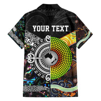 New Zealand and Australia Family Matching Puletasi and Hawaiian Shirt Maori Mix Aboriginal Art Style