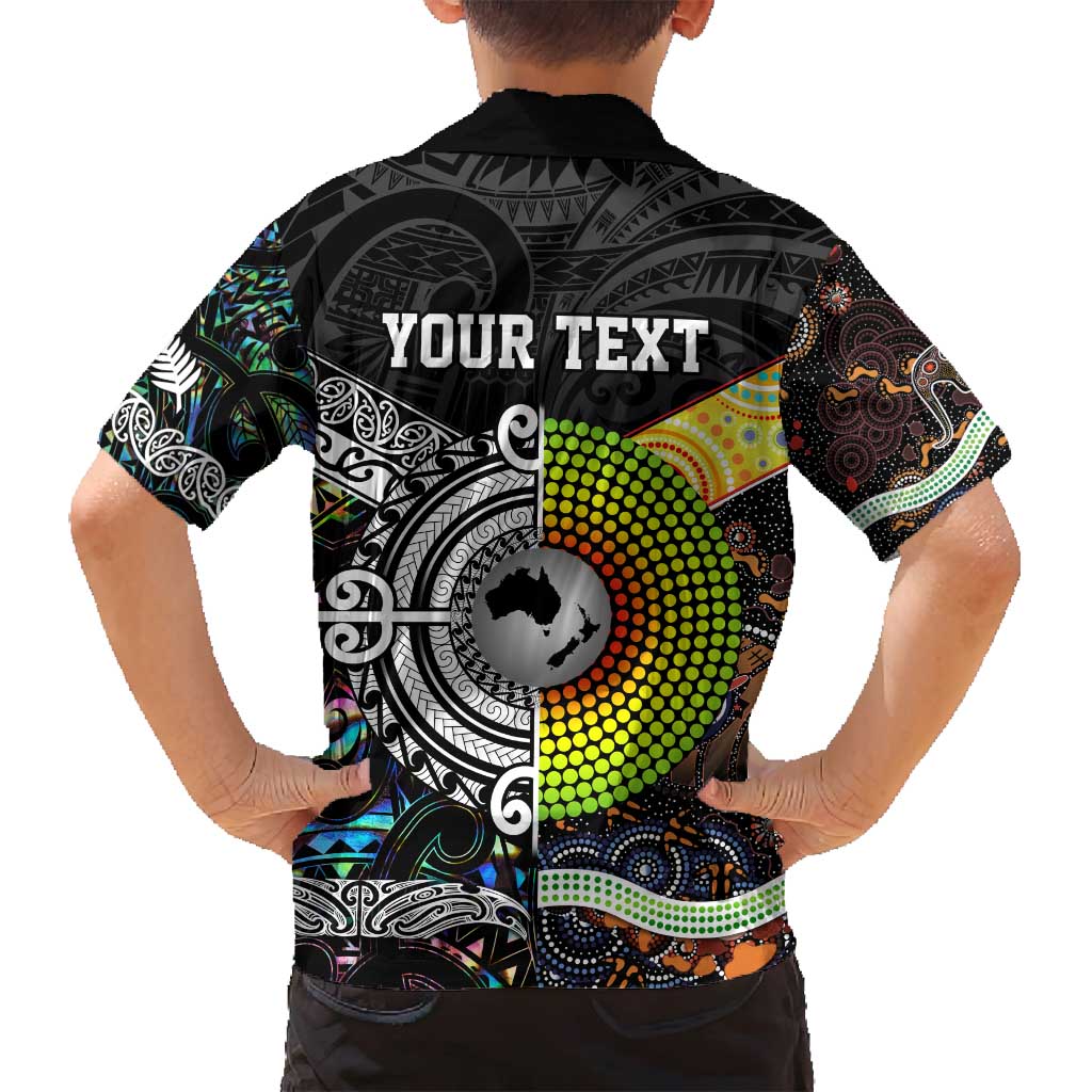 New Zealand and Australia Family Matching Tank Maxi Dress and Hawaiian Shirt Maori Mix Aboriginal Art Style