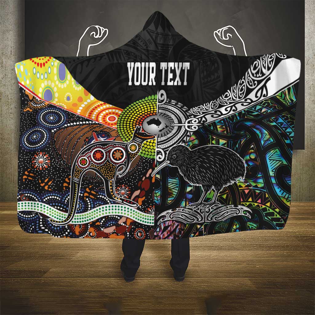 Personalised New Zealand and Australia Hooded Blanket Maori Mix Aboriginal Art Style LT9 - Polynesian Pride