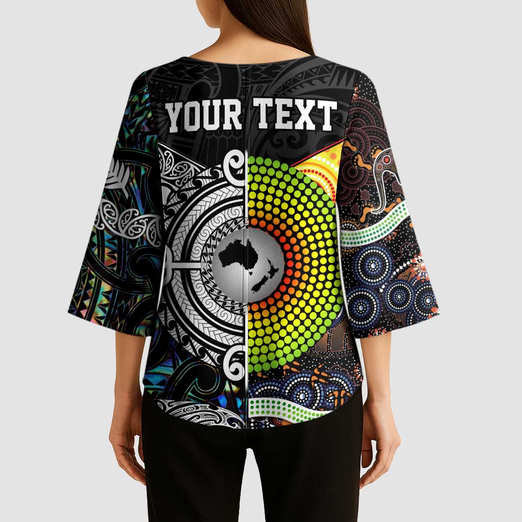 Australia New Zealand Personalised Kimono Sleeve Blouse Maori Aboriginal Art Style - Polynesian Pride