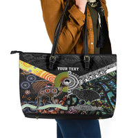 Personalised New Zealand and Australia Leather Tote Bag Maori Mix Aboriginal Art Style LT9 - Polynesian Pride