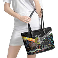 Personalised New Zealand and Australia Leather Tote Bag Maori Mix Aboriginal Art Style LT9 - Polynesian Pride