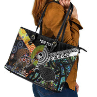 Personalised New Zealand and Australia Leather Tote Bag Maori Mix Aboriginal Art Style LT9 - Polynesian Pride