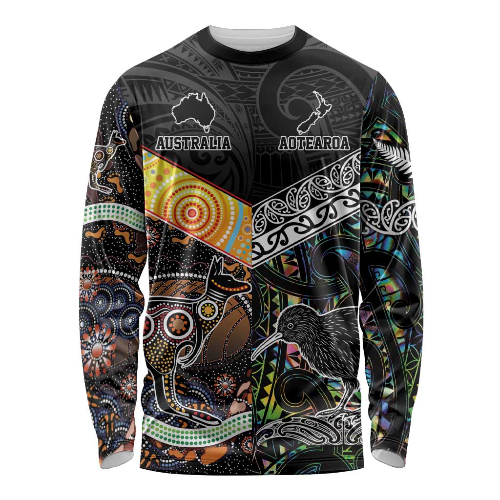 New Zealand and Australia Long Sleeve Shirt Maori Mix Aboriginal Art Style