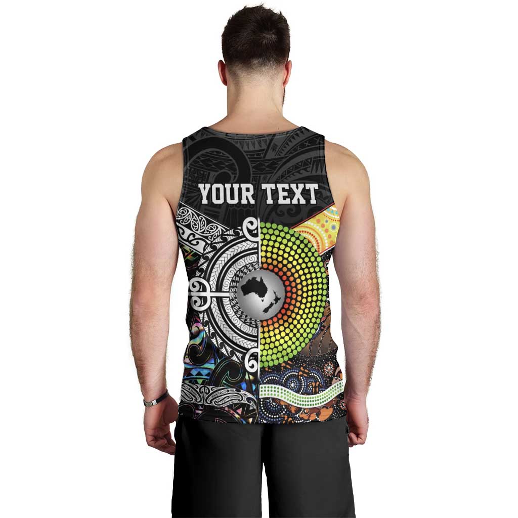 Personalised New Zealand and Australia Men Tank Top Maori Mix Aboriginal Art Style LT9 - Polynesian Pride