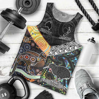 Personalised New Zealand and Australia Men Tank Top Maori Mix Aboriginal Art Style LT9 - Polynesian Pride