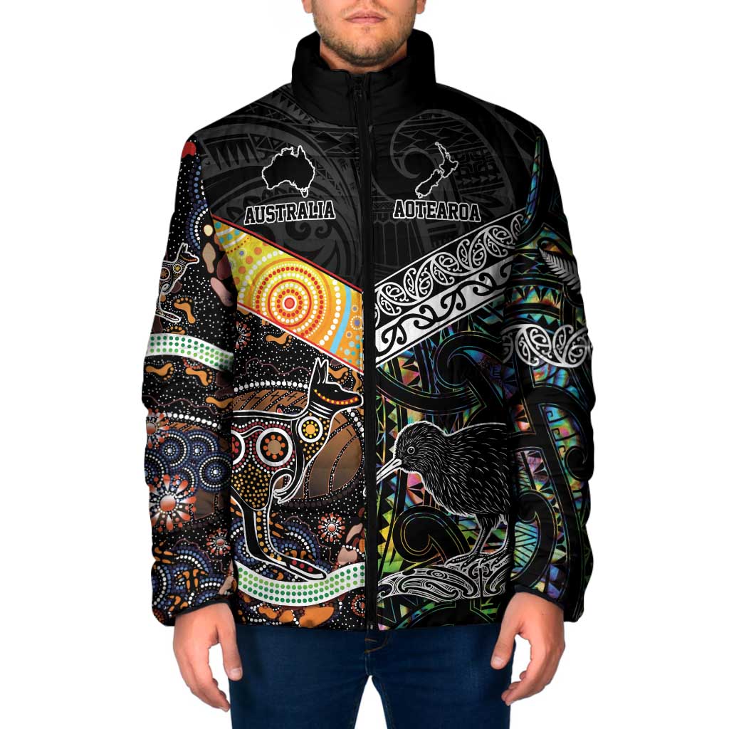 Australia New Zealand Personalised Padded Jacket Maori Aboriginal Art Style - Polynesian Pride