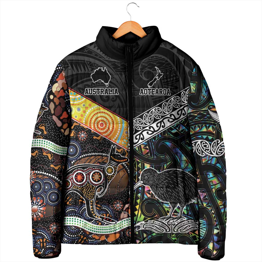 Australia New Zealand Personalised Padded Jacket Maori Aboriginal Art Style - Polynesian Pride