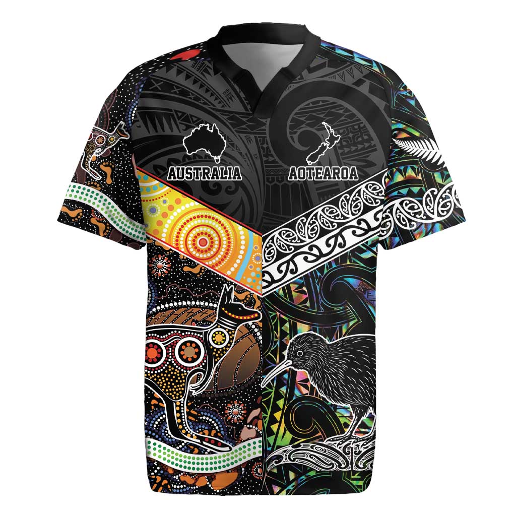 New Zealand and Australia Rugby Jersey Maori Mix Aboriginal Art Style