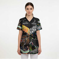 Australia New Zealand Personalised Scrub Top Maori Aboriginal Art Style - Polynesian Pride