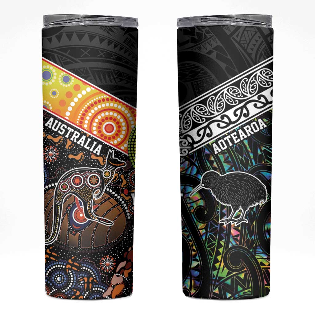 New Zealand and Australia Skinny Tumbler Maori Mix Aboriginal Art Style