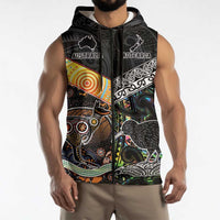 Australia New Zealand Personalised Sleeveless Zip Hoodie Maori Aboriginal Art Style LT9 - Polynesian Pride
