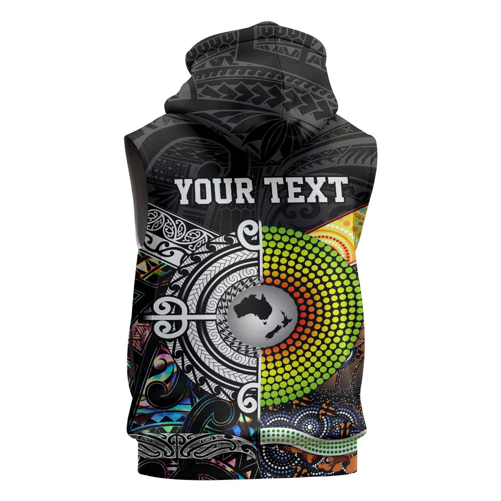 Australia New Zealand Personalised Sleeveless Zip Hoodie Maori Aboriginal Art Style LT9 - Polynesian Pride