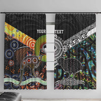 Personalised New Zealand and Australia Window Curtain Maori Mix Aboriginal Art Style LT9 With Hooks Black - Polynesian Pride