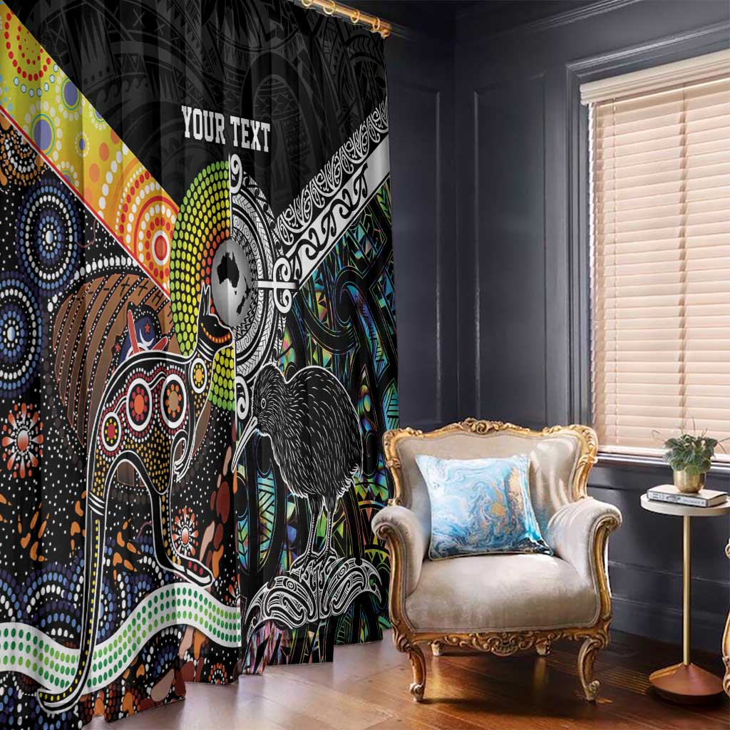 Personalised New Zealand and Australia Window Curtain Maori Mix Aboriginal Art Style LT9 - Polynesian Pride