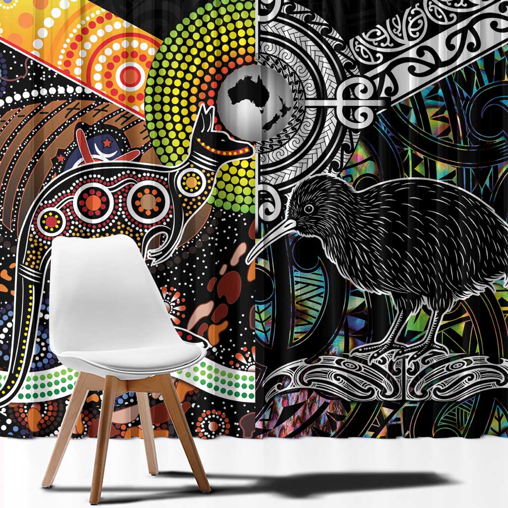 Personalised New Zealand and Australia Window Curtain Maori Mix Aboriginal Art Style LT9 - Polynesian Pride
