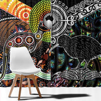 Personalised New Zealand and Australia Window Curtain Maori Mix Aboriginal Art Style LT9 - Polynesian Pride