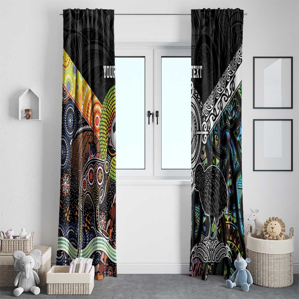 Personalised New Zealand and Australia Window Curtain Maori Mix Aboriginal Art Style LT9 - Polynesian Pride