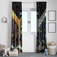 Personalised New Zealand and Australia Window Curtain Maori Mix Aboriginal Art Style LT9 - Polynesian Pride