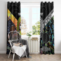 Personalised New Zealand and Australia Window Curtain Maori Mix Aboriginal Art Style LT9 - Polynesian Pride