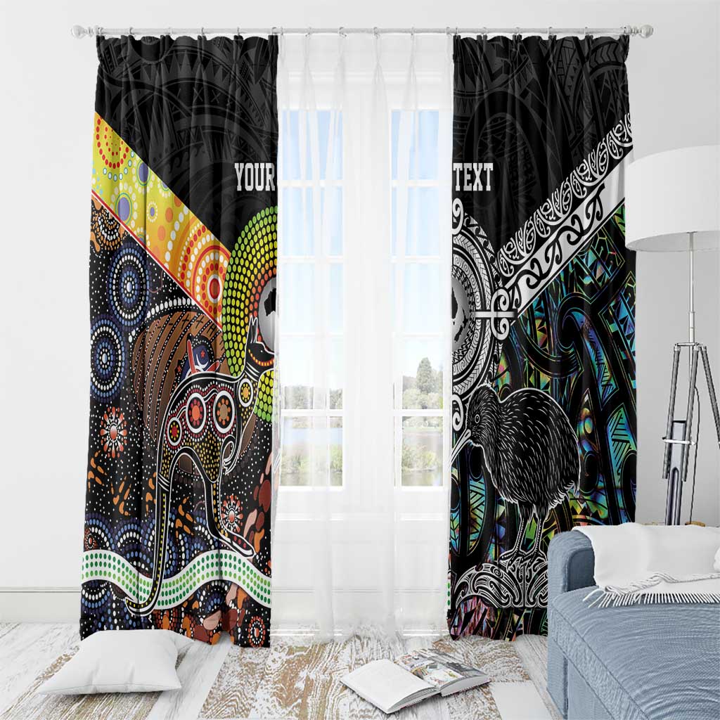 Personalised New Zealand and Australia Window Curtain Maori Mix Aboriginal Art Style LT9 - Polynesian Pride