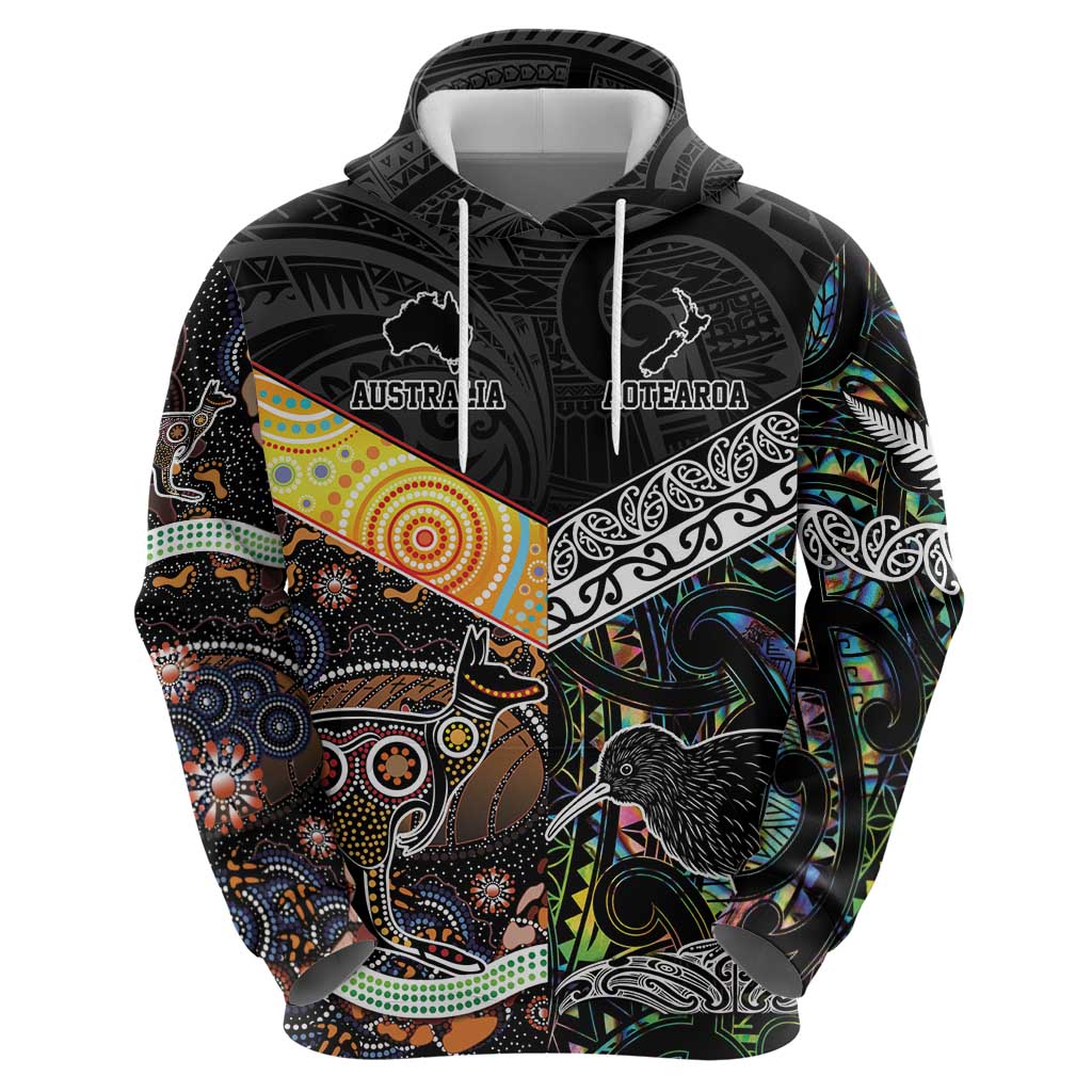 New Zealand and Australia Zip Hoodie Maori Mix Aboriginal Art Style