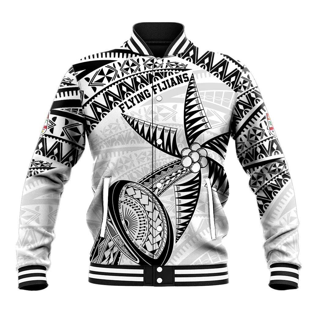 Custom Fiji Rugby Pacific Baseball Jacket Polynesian Palm Tattoo