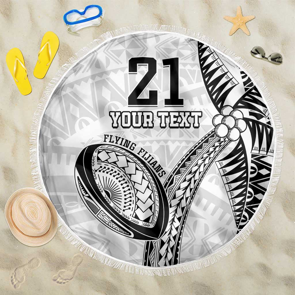 Custom Fiji Rugby Pacific Beach Blanket Polynesian Palm Tattoo LT9 One Size 150cm White - Polynesian Pride