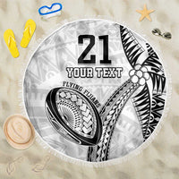 Custom Fiji Rugby Pacific Beach Blanket Polynesian Palm Tattoo LT9 One Size 150cm White - Polynesian Pride