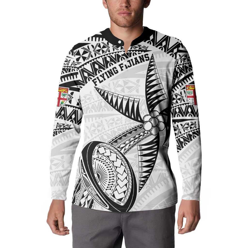 Custom Fiji Rugby Pacific Button Sweatshirt Polynesian Palm Tattoo LT9 - Polynesian Pride