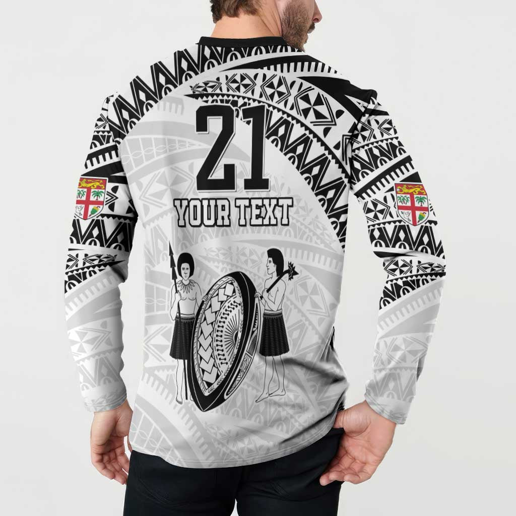 Custom Fiji Rugby Pacific Button Sweatshirt Polynesian Palm Tattoo LT9 - Polynesian Pride