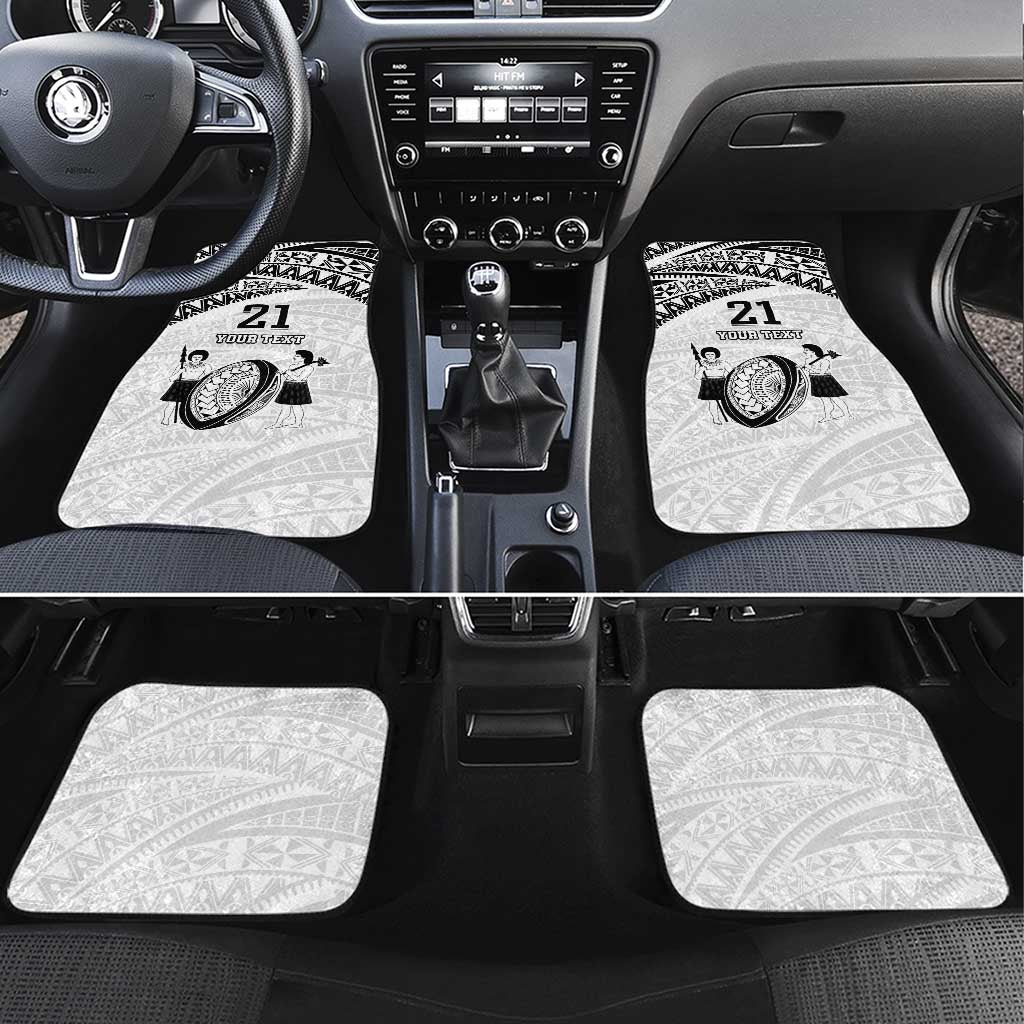 Custom Fiji Rugby Pacific Car Mats Polynesian Palm Tattoo LT9 Set 4pcs White - Polynesian Pride