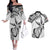 Custom Fiji Rugby Pacific Couples Matching Off The Shoulder Long Sleeve Dress and Hawaiian Shirt Polynesian Palm Tattoo