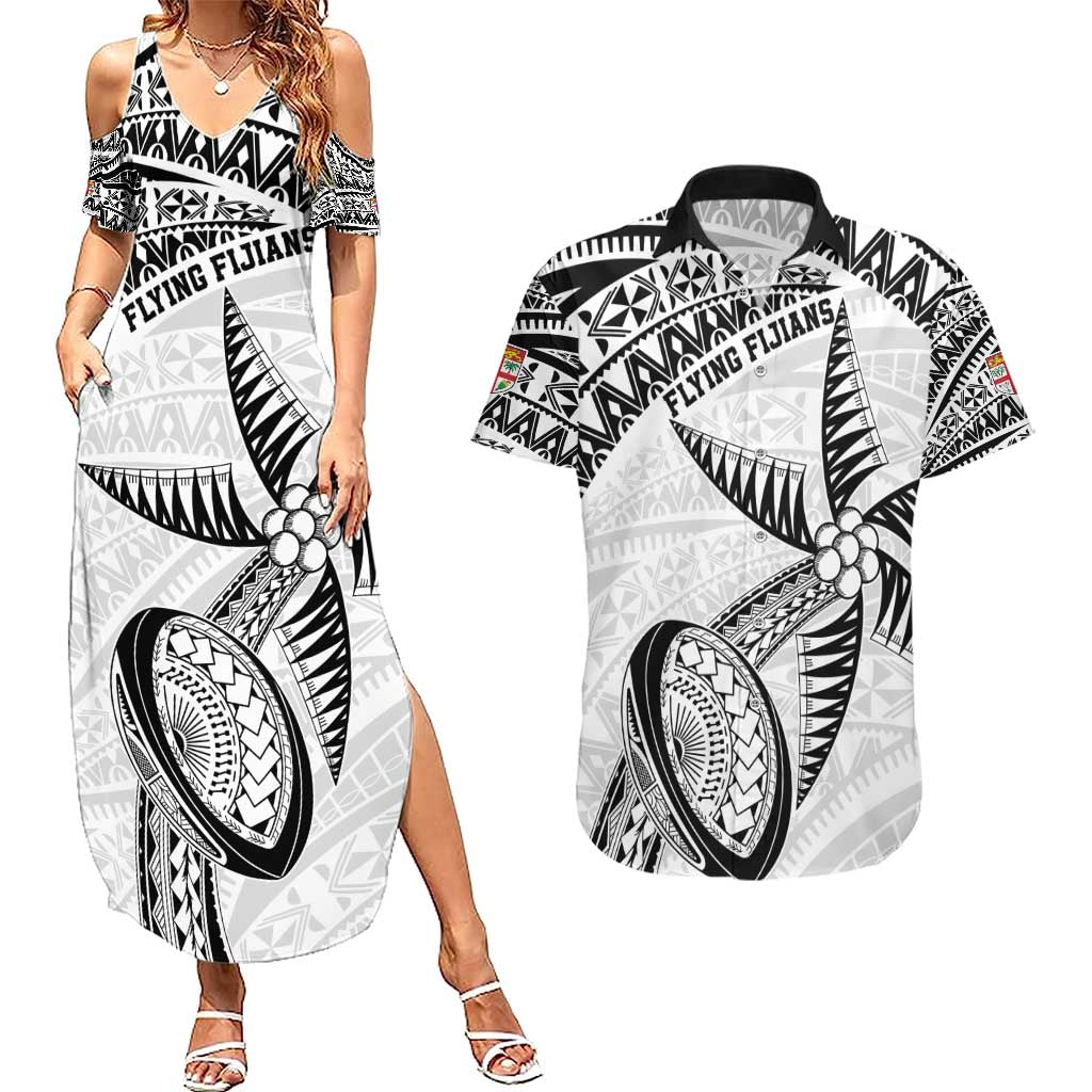 Custom Fiji Rugby Pacific Couples Matching Summer Maxi Dress and Hawaiian Shirt Polynesian Palm Tattoo